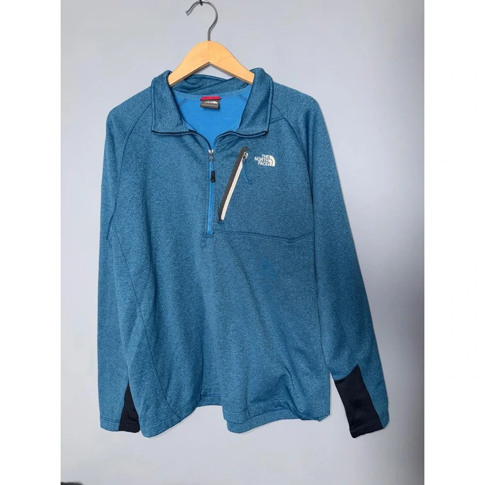 The North Face Mens Blue Quarter Zip Long Sleeve‎ Fleece Pullover Top